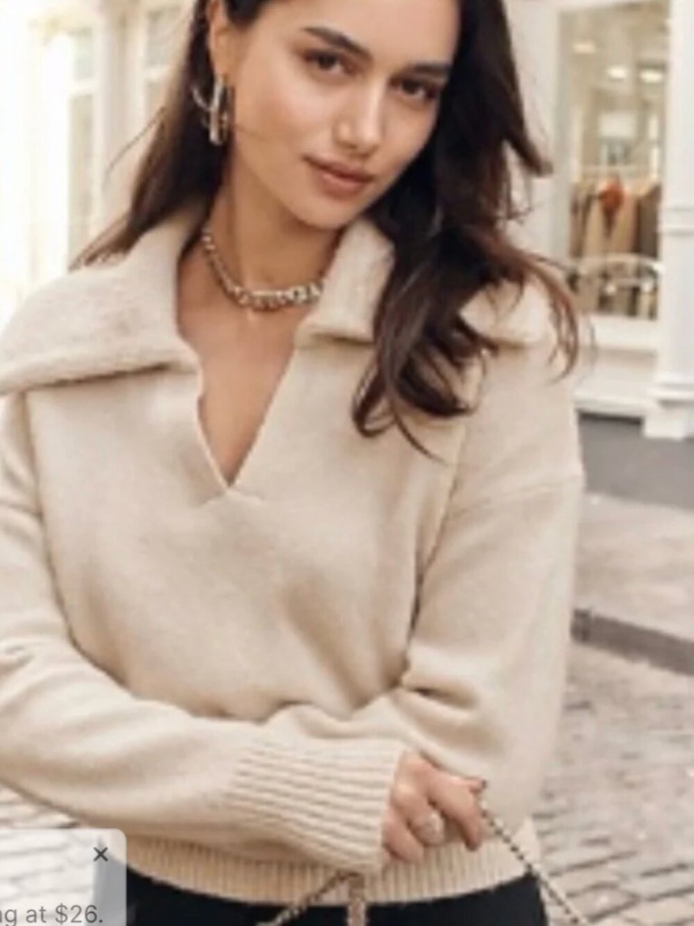 Express Ivory Oversized Collar Sweater XS NWT